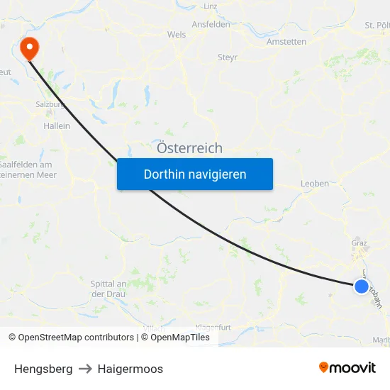 Hengsberg to Haigermoos map