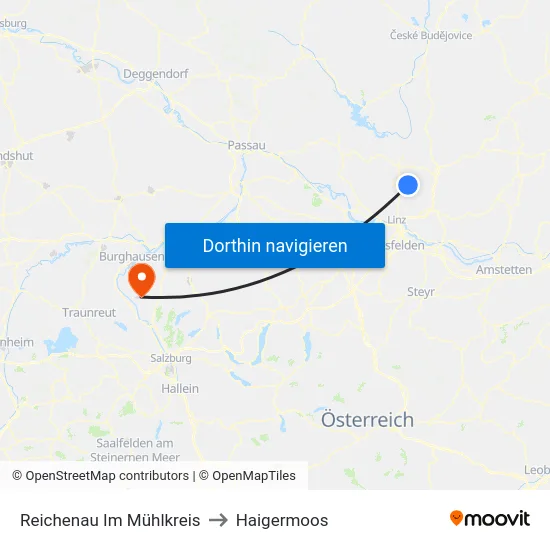 Reichenau Im Mühlkreis to Haigermoos map