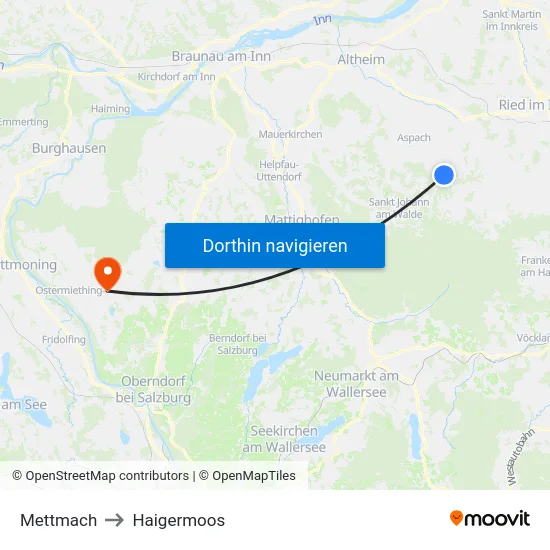 Mettmach to Haigermoos map