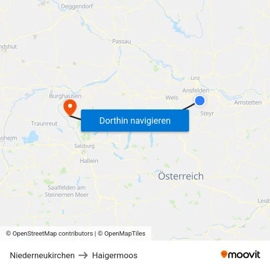 Niederneukirchen to Haigermoos map
