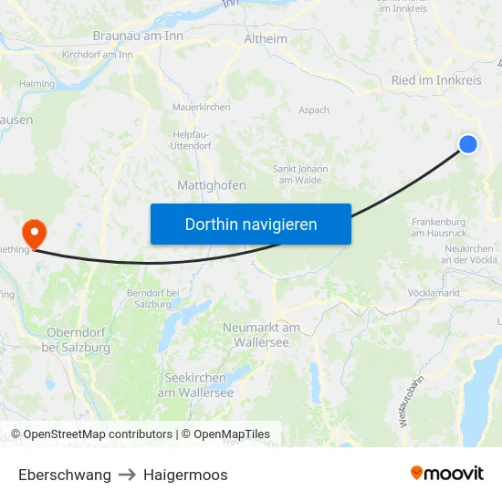 Eberschwang to Haigermoos map