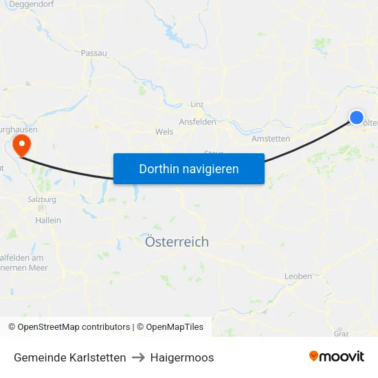 Gemeinde Karlstetten to Haigermoos map