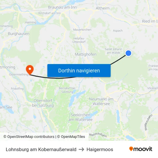 Lohnsburg am Kobernaußerwald to Haigermoos map