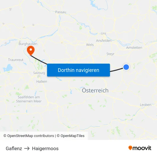 Gaflenz to Haigermoos map