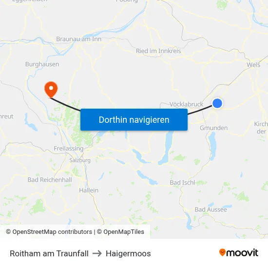 Roitham am Traunfall to Haigermoos map