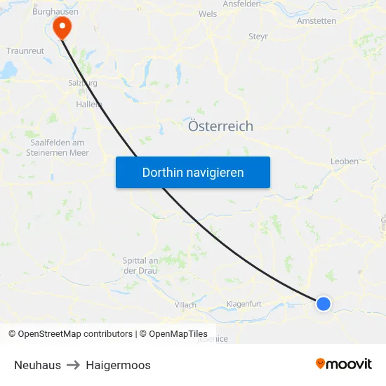 Neuhaus to Haigermoos map