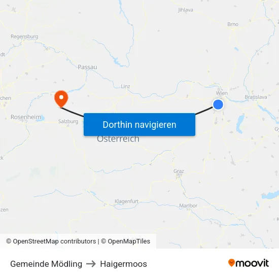 Gemeinde Mödling to Haigermoos map