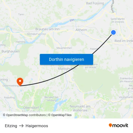 Eitzing to Haigermoos map