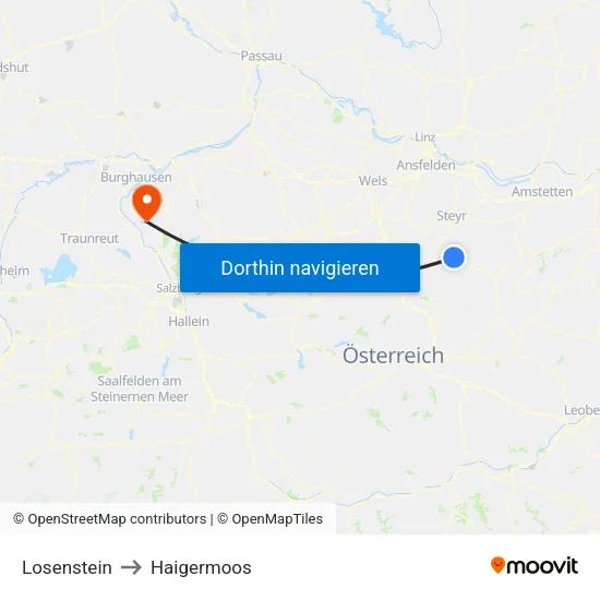 Losenstein to Haigermoos map