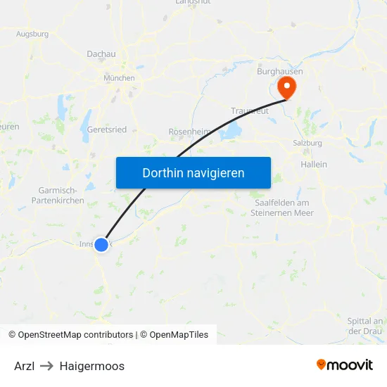 Arzl to Haigermoos map