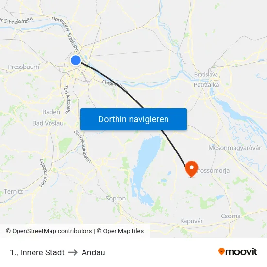 1., Innere Stadt to Andau map