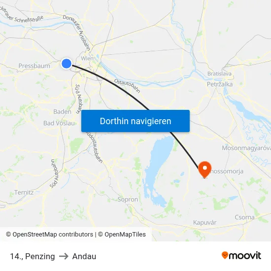 14., Penzing to Andau map