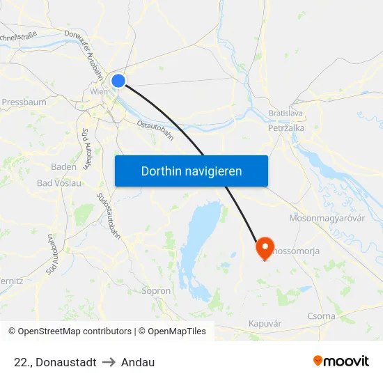 22., Donaustadt to Andau map