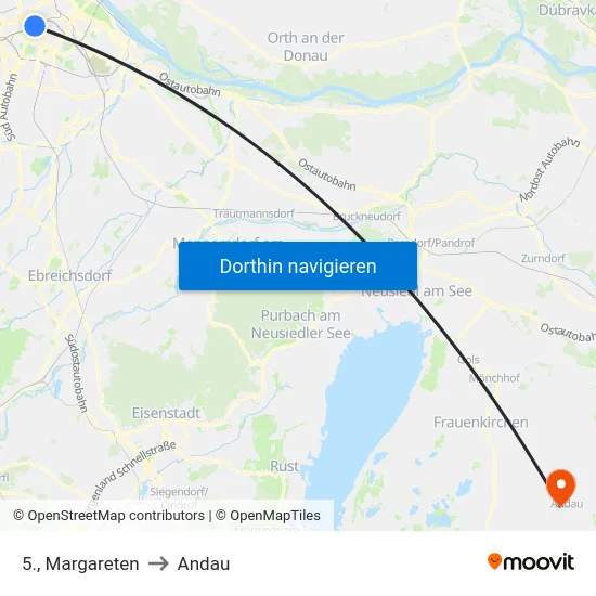 5., Margareten to Andau map