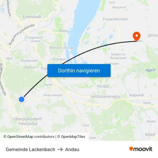 Gemeinde Lackenbach to Andau map