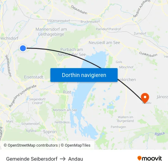 Gemeinde Seibersdorf to Andau map