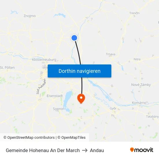 Gemeinde Hohenau An Der March to Andau map