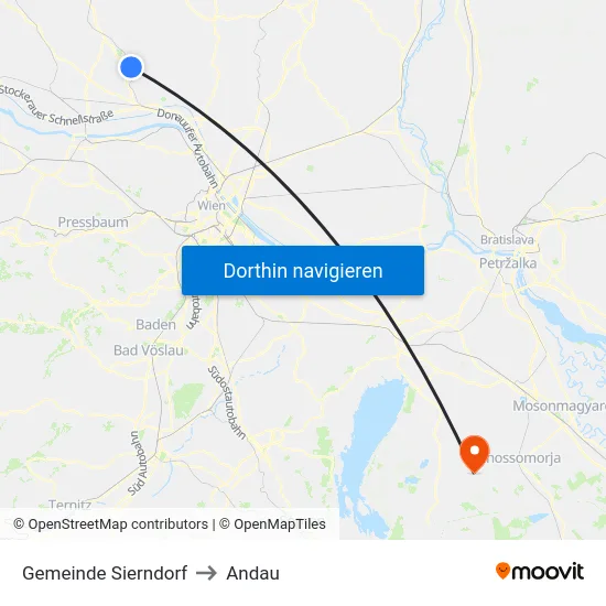 Gemeinde Sierndorf to Andau map