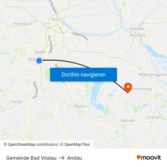 Gemeinde Bad Vöslau to Andau map