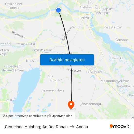 Gemeinde Hainburg An Der Donau to Andau map