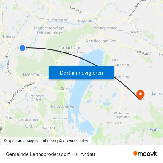 Gemeinde Leithaprodersdorf to Andau map