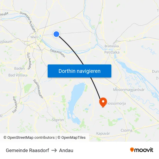 Gemeinde Raasdorf to Andau map