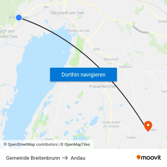 Gemeinde Breitenbrunn to Andau map