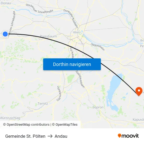 Gemeinde St. Pölten to Andau map