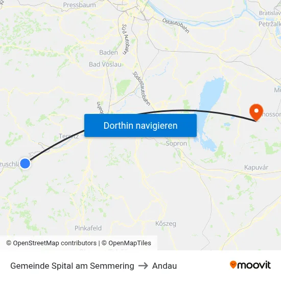 Gemeinde Spital am Semmering to Andau map