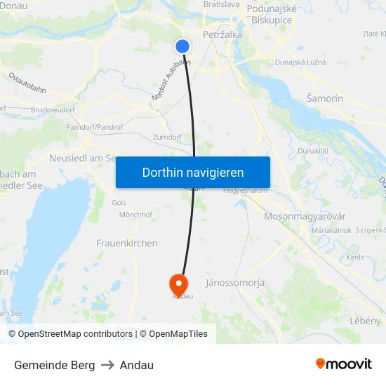 Gemeinde Berg to Andau map