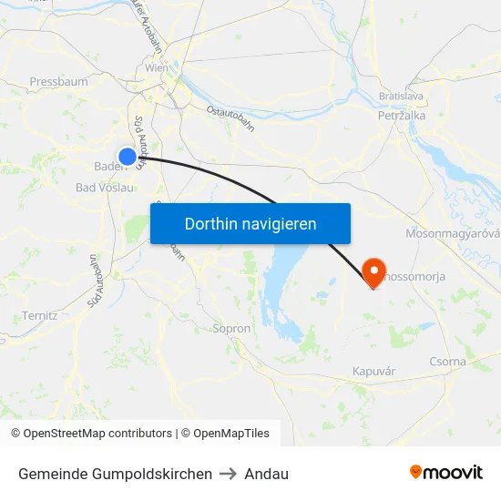 Gemeinde Gumpoldskirchen to Andau map