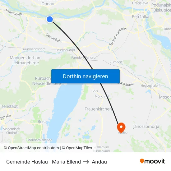 Gemeinde Haslau - Maria Ellend to Andau map