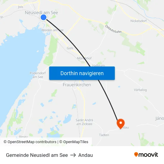 Gemeinde Neusiedl am See to Andau map