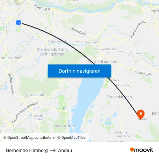 Gemeinde Himberg to Andau map