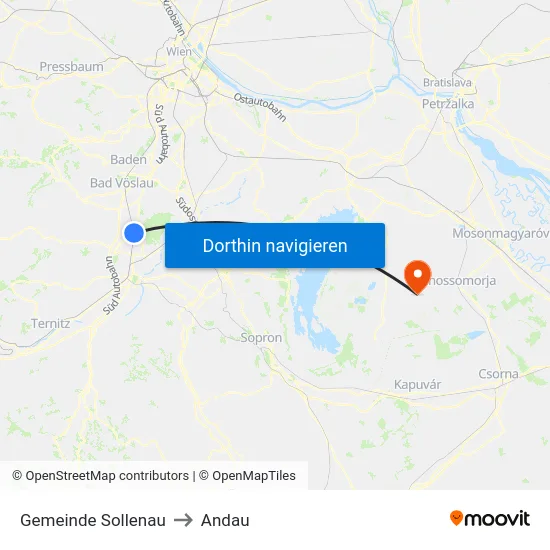 Gemeinde Sollenau to Andau map