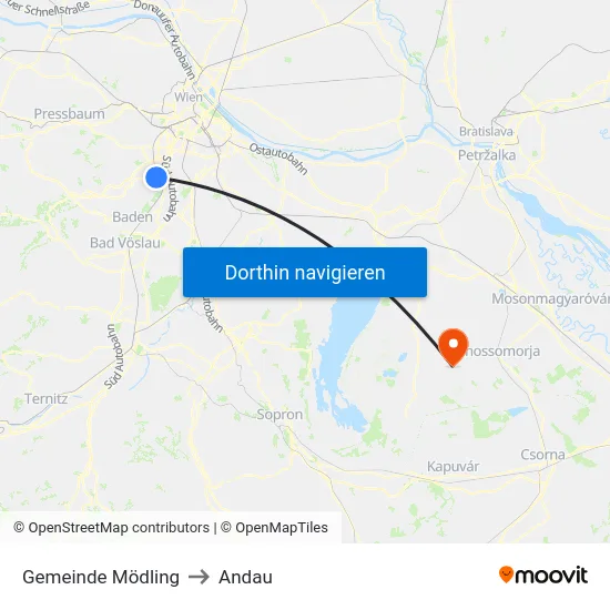 Gemeinde Mödling to Andau map