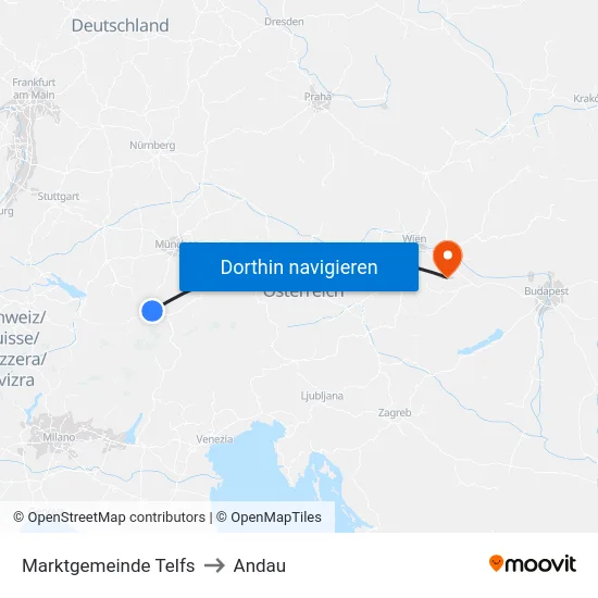 Marktgemeinde Telfs to Andau map