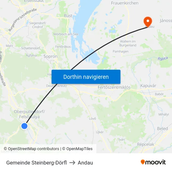Gemeinde Steinberg-Dörfl to Andau map