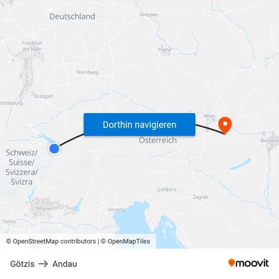 Götzis to Andau map