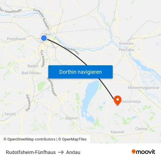 Rudolfsheim-Fünfhaus to Andau map