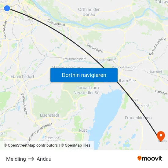 Meidling to Andau map