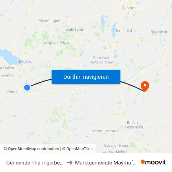 Gemeinde Thüringerberg to Marktgemeinde Mayrhofen map