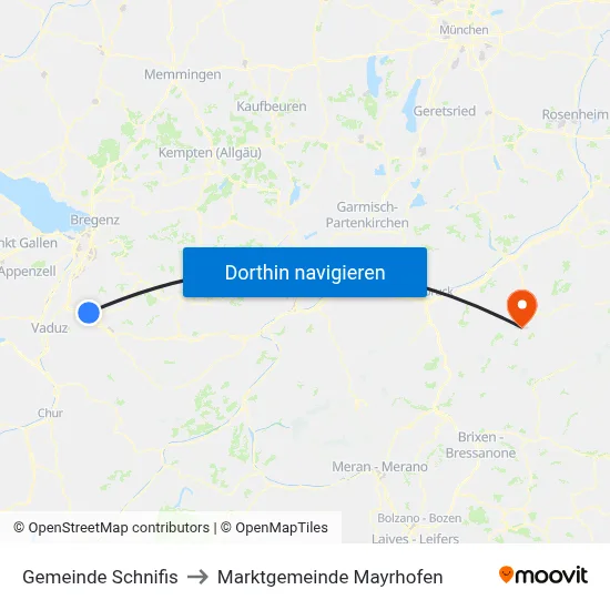 Gemeinde Schnifis to Marktgemeinde Mayrhofen map