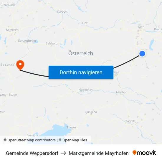 Gemeinde Weppersdorf to Marktgemeinde Mayrhofen map
