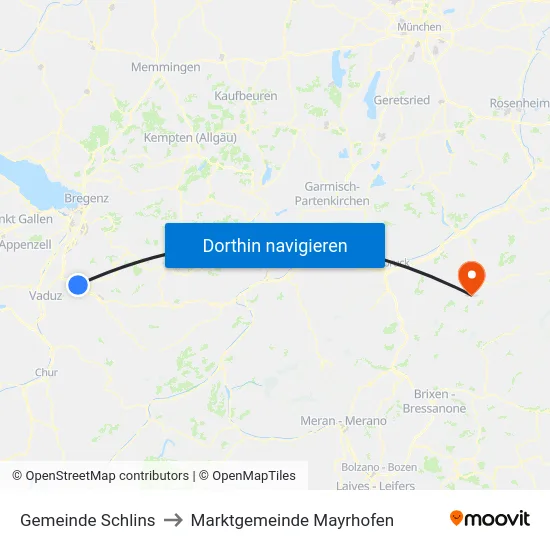 Gemeinde Schlins to Marktgemeinde Mayrhofen map
