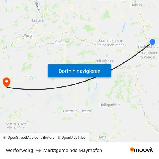 Werfenweng to Marktgemeinde Mayrhofen map