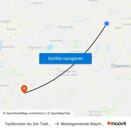 Taufkirchen An Der Trattnach to Marktgemeinde Mayrhofen map