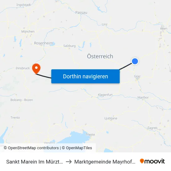 Sankt Marein Im Mürztal to Marktgemeinde Mayrhofen map
