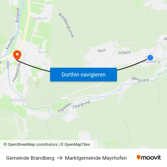 Gemeinde Brandberg to Marktgemeinde Mayrhofen map