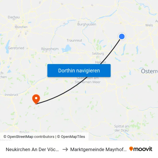 Neukirchen An Der Vöckla to Marktgemeinde Mayrhofen map